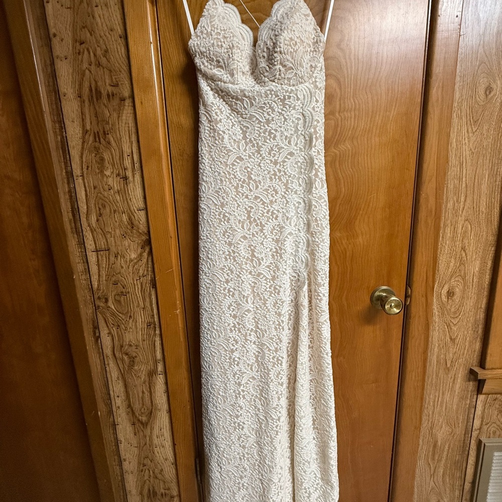 B Darlin Lace Spaghetti Strap Dress - White